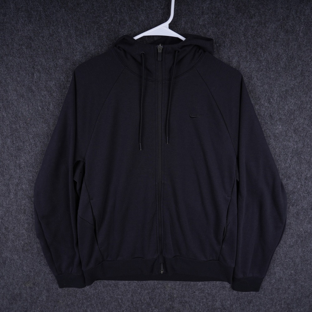 Nike Dri-FIT Full Zip Hoodie Mens Medium Black Excellent FZ0967-010 Raglan